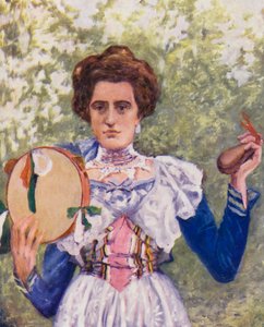 Dançarina de tarantela com castanholas (litografia a cores)