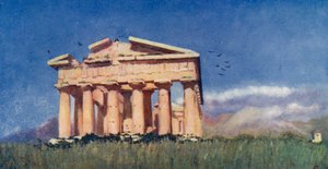 Templo de Poseidon, Paestum (litografia a cores)