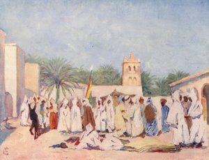 A praça do mercado, Biskra (litografia a cores)