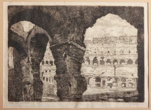 Roma, os Arcos do Coliseu (gravura em papel)
