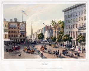 Broad-Way, pub. 1850 (cor litho) de Augustus (after) Kollner