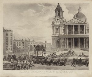 Procissão fúnebre do Almirante Lord Nelson do Almirantado à Catedral de St Paul, City of London 9 de Janeiro de 1806 (gravura)