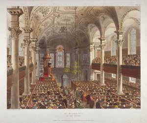 Interior da Igreja de St Martin-in-the-Fields, Westminster, Londres, 1809