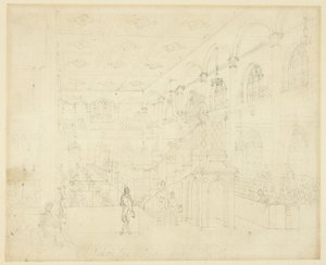 Estudo para a Capela da Sociedade Filantrópica, da Microcosm of London de Augustus Charles Pugin