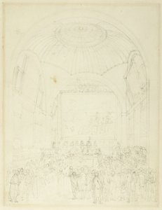 Estudo para a Câmara do Conselho Comum, Guild Hall, de Microcosmo de Londres de Augustus Charles Pugin