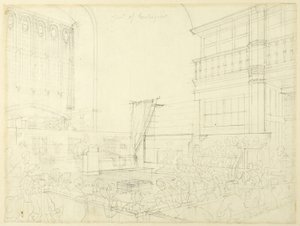Estudo para o Tribunal de Contas, de Microcosmo de Londres de Augustus Charles Pugin