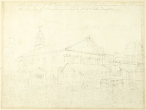 Estudo para o Mercado de Covent Garden, Eleição de Westminster, de Microcosmos de Londres de Augustus Charles Pugin