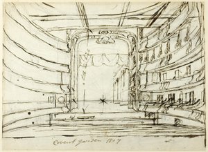 Estudo para Covent Garden Theatre, da Microcosm of London de Augustus Charles Pugin