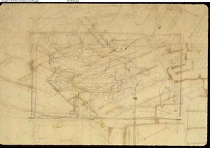 Estudo para Sala de Exposições, Somerset House, da Microcosm of London (reto); Esboço de uma pintura: Madonna e criança (verso) de Augustus Charles Pugin