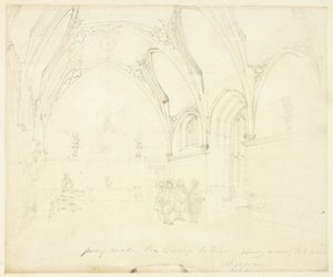 Estudo para o Palácio de Lambeth, de Microcosmo de Londres de Augustus Charles Pugin
