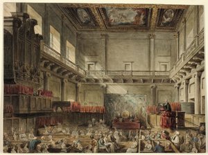 Estude para a Capela Real, Whitehall, no Microcosmo de Londres de Augustus Charles Pugin