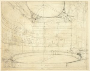 Estudo para Royal Circus, da Microcosm of London de Augustus Charles Pugin
