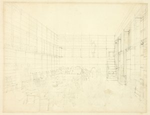 Estudo para Royal Institution, Albemarle Street, da Microcosm of London de Augustus Charles Pugin
