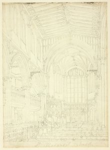 Estudo para a Igreja de St. Margaret, de Microcosm of London de Augustus Charles Pugin