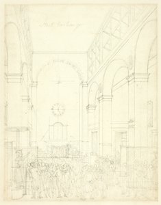 Estudo para Bolsa de Valores, da Microcosm of London de Augustus Charles Pugin