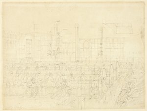 Estudo para The Post Office, da Microcosm of London de Augustus Charles Pugin