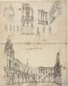 Estudo para The Royal Exchange, da Microcosm of London de Augustus Charles Pugin