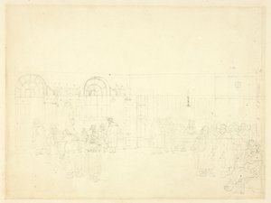 Estudo para Watch House, St. Mary Le Bone, da Microcosm of London de Augustus Charles Pugin