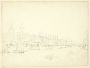 Estudo para West India Docks, da Microcosm of London de Augustus Charles Pugin