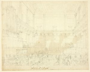 Estudo para Whitehall Chapel, da Microcosm of London de Augustus Charles Pugin