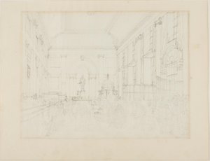 Estudo para o Grande Salão, Banco da Inglaterra de Augustus Charles Pugin