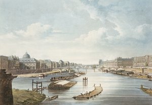 O Louvre, de "Vistas sobre o Sena", gravado por Thomas Sutherland (n.1785), publicado por R. Ackermann (1764-1834) 1821 de Augustus Charles Pugin