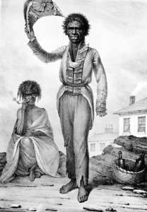 Bungaree, um chefe nativo de Nova Gales do Sul, gravado por Charles Joseph Hullmandel, 1830