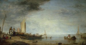 Dutch Market Boats, Rotterdam (óleo sobre tela) de Augustus Wall Callcott
