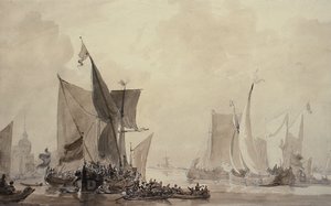 Sea Piece com frete holandês (desenho) de Augustus Wall Callcott