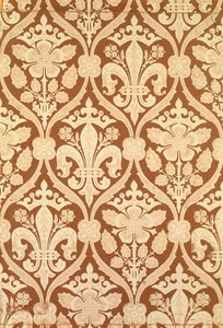 &39;Fleur-de-Lis&39;, papel de parede de reprodução desenhado por S. Scott e produzido por Cole and Sons, para as Casas do Parlamento, 1845-1850 (ver também 87555)