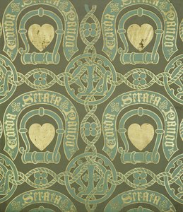 Design de papel de parede eclesiástico de motivo de coração de Augustus Welby Northmore Pugin