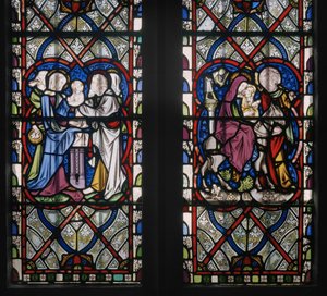 Lady Chapel Window com cenas da vida da Virgem, detalhe, 1851 (vitral) de Augustus Welby Northmore Pugin