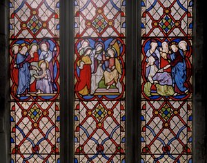 Levantando De Lázaro, As Marias Na Tumba, E O Levantamento De Jairuss Daughter, detalhe, 1850 (vitral) de Augustus Welby Northmore Pugin