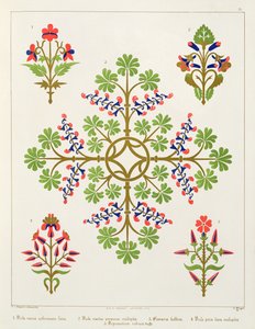 Projeto do papel de parede do motivo de Rosa, impresso por M. und N. Hanhart de Augustus Welby Northmore Pugin