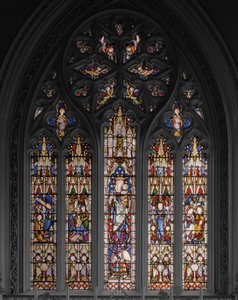 Virgin & Christ com cenas de sua vida, 1851 (vitral) de Augustus Welby Northmore Pugin