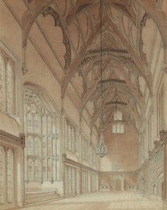 Interior de um salão de faculdade de Augustus Welby Pugin