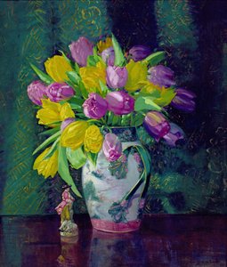 Tulipas Amarelas e Mauve num Vaso de Augustus William Enness