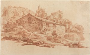 Edifício rústico entre ruínas romanas