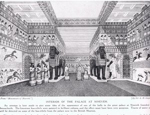 Interior, de, a, palácio, de, nineveh, ilustração, de, &39;Hutchinson&39;s, história, de, a, Nations&39;