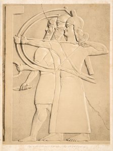 Dois arqueiros e um escudeiro, de Monuments of Nineveh, pub. 1849