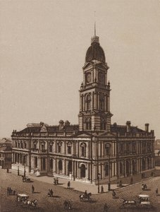 Melbourne, Austrália: Hotham Town Hall (litografia) de Australian School