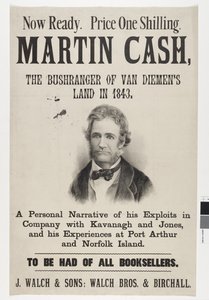 Agora pronto. Xelim do preço um. Martin Cash, o Bushranger da Terra de Van Diemen em 1843, 1870