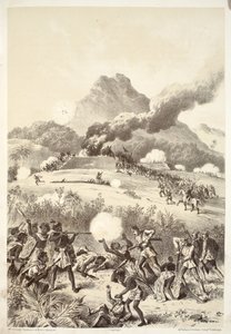 Tomando um reduto Maori, da História da Australásia por David Blair, McGrady, Thomson e Niven, 1879