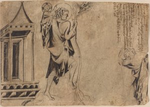 Uma edícula com dois estudos de São Cristóvão de Austrian 14th Century