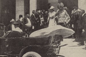 O arquiduque Franz Ferdinand e a arquiduquesa Sofia da Áustria em Sarajevo, pouco antes de seu assassinato, 1914