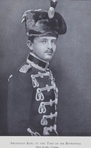 Arquiduque Carlos, mais tarde Carlos I, Imperador da Áustria (foto a p/b) de Austrian Photographer
