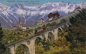 Innsbruck - funicular ferroviária e viaduto. Postal enviado em 1913. de Austrian Photographer
