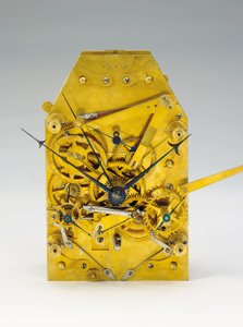 Um bodenstanduhr de um mês com equação de tempo e calendário completo de Austrian School
