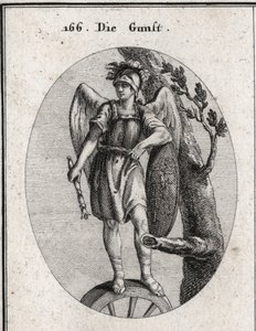 Alegoria do favor derivado da virtude simbolizada pela armadura e pelas asas, da fortuna representada pela roda e do perigo representado pelo escudo sobre o qual se ilustra a aventura de Arion. O cetro cai em direção à terra é o sinal dos reis de Per de Austrian School