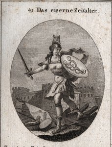 Alegoria da Idade do Ferro que se caracteriza pela violência, má fé e traição. De aparência feroz, ela está armada com um capacete na cabeça de um lobo, segura uma espada e um escudo onde estão representados a fraude e o vício (sirene e serpente com rostos de Austrian School